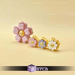 Smiley Flower Multi And Single Clicker Keychain Fidget STL Files