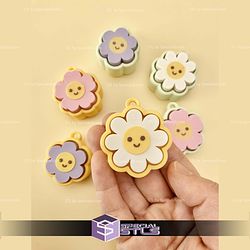 Smiley Flower Multi And Single Clicker Keychain Fidget STL Files