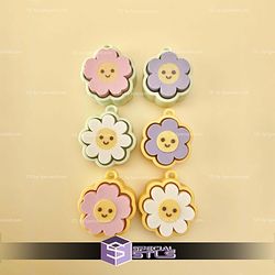 Smiley Flower Multi And Single Clicker Keychain Fidget STL Files