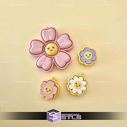 Smiley Flower Multi And Single Clicker Keychain Fidget STL Files