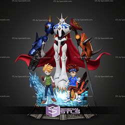 Diorama Omegamon Tai Matt Digimon 450mm STL Files