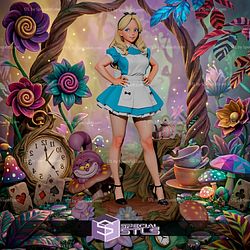 Alice In Wonderland With Character STL Files