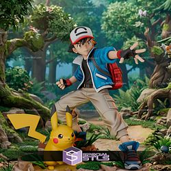 Ash And Pikachu Epic Scene STL Files
