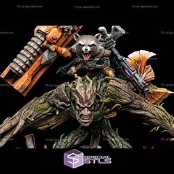 Rocket And Groot Iconic Battle STL Files
