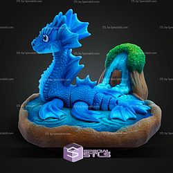 Super Basic STL Print in Place Water Dragon