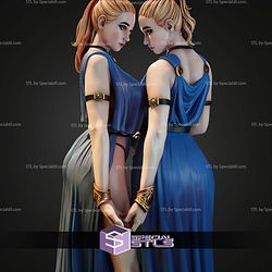 Twins Lady 75mm 1 12 Fantasy STL Miniatures