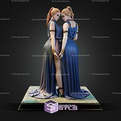Twins Lady 75mm 1 12 Fantasy STL Miniatures