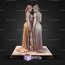 Twins Lady 75mm 1 12 Fantasy STL Miniatures