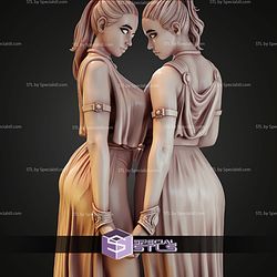 Twins Lady 75mm 1 12 Fantasy STL Miniatures