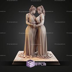 Twins Lady 75mm 1 12 Fantasy STL Miniatures