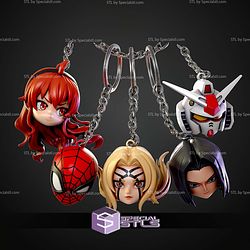 Anime Head Keychain Collection STL Files