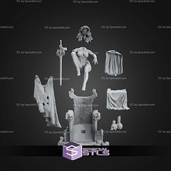 Lady Death On Throne 166mm STL Files