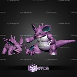 NidoranM Nidorino Nidoking Pokemon Basic STL Files