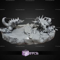 Pokemon Battle Diorama Nidoking Vs Rhydon STL Files