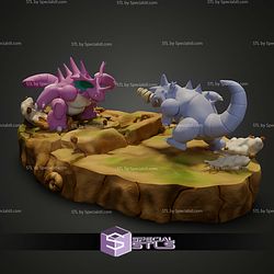 Pokemon Battle Diorama Nidoking Vs Rhydon STL Files