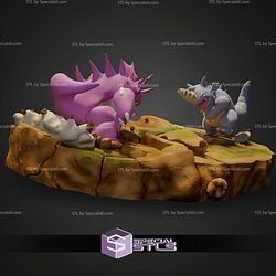Pokemon Battle Diorama Nidoking Vs Rhydon STL Files