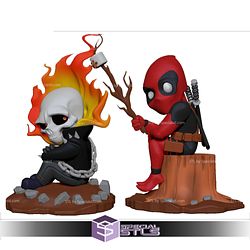 Chibi STL Collection - Ghost Rider and Deapool Chibi
