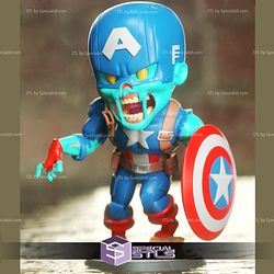 Chibi STL Collection - Zombie Captain America Chibi