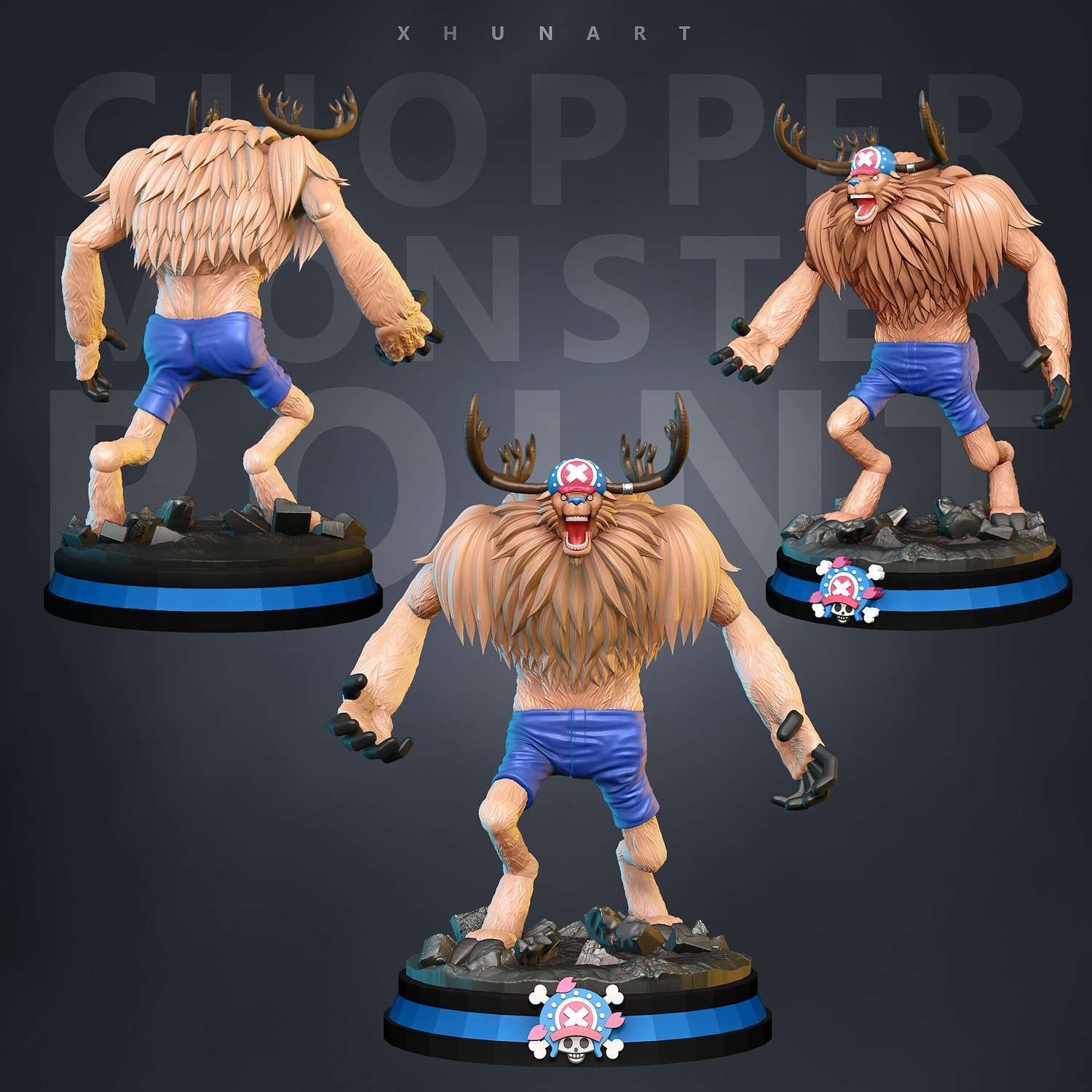 chopper one piece coasters v2 by tecnoculebras, Download free STL model