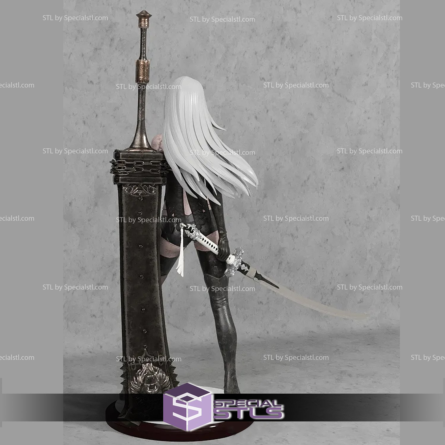 NieR: Automata 2B Statuette (Beastlord Weapon, White Outfit