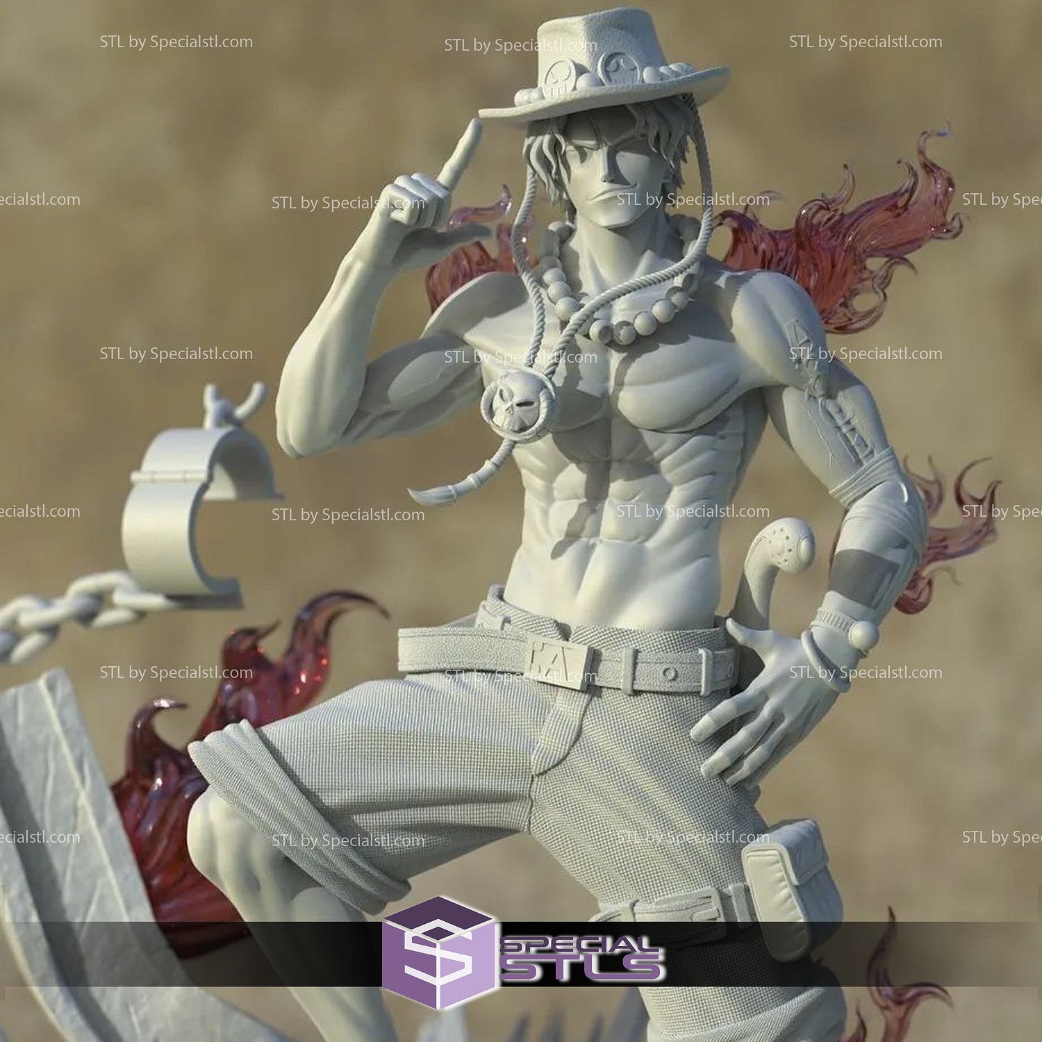 Ace - One Piece 3D Print Model in Figurines 3DExport