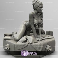 Princess Leia Slave 3D Model Sitting Pose