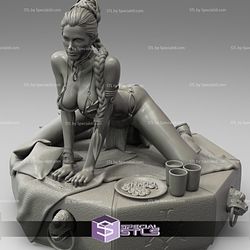 Princess Leia Slave 3D Model Sitting Pose