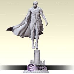 Superman Christopher Reeve 3D Model Flying on the City