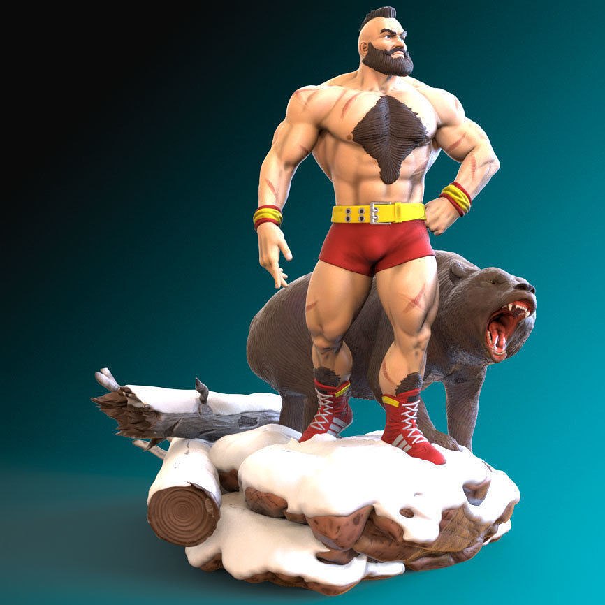 Zangief and Bear from Street Fighter