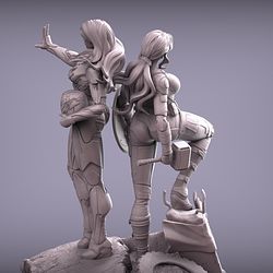Captain Woman and Iron Woman Diorama