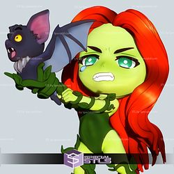 Chibi Poison Ivy STL files with the Bat