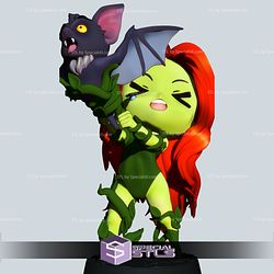 Chibi Poison Ivy STL files with the Bat