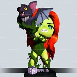 Chibi Poison Ivy STL files with the Bat