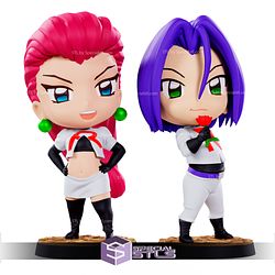 Jessie and James Team Rocket Chibi 3D Model from Pokemon