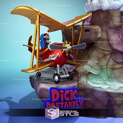Dastardly and Muttley in Their Flying Machines Diorama STL Files 3D Printable