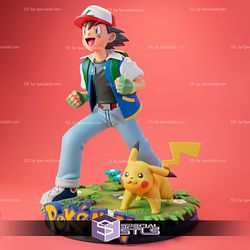 Ash and Pikachu STL Files from Pokemon 3D Printable