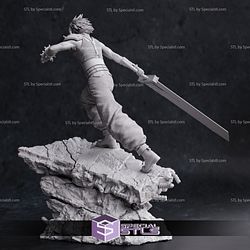 Cloud Strife STL Files in Action from Final Fantasy 3D Printable