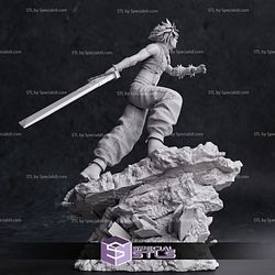 Cloud Strife STL Files in Action from Final Fantasy 3D Printable
