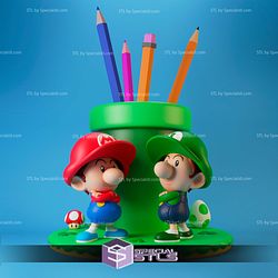 Mario and Luigi Pen Holder STL Files
