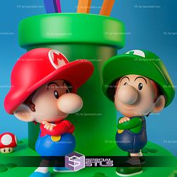 Mario and Luigi Pen Holder STL Files