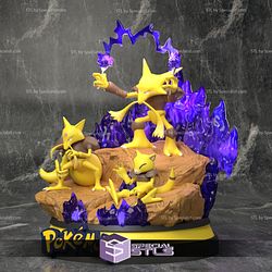 Abra Evolution Line Diorama 3D Printing Figurine Pokemon STL Files