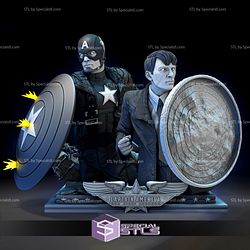 Captain America and Steve Roger Bust STL Files 3D Printing Figurine