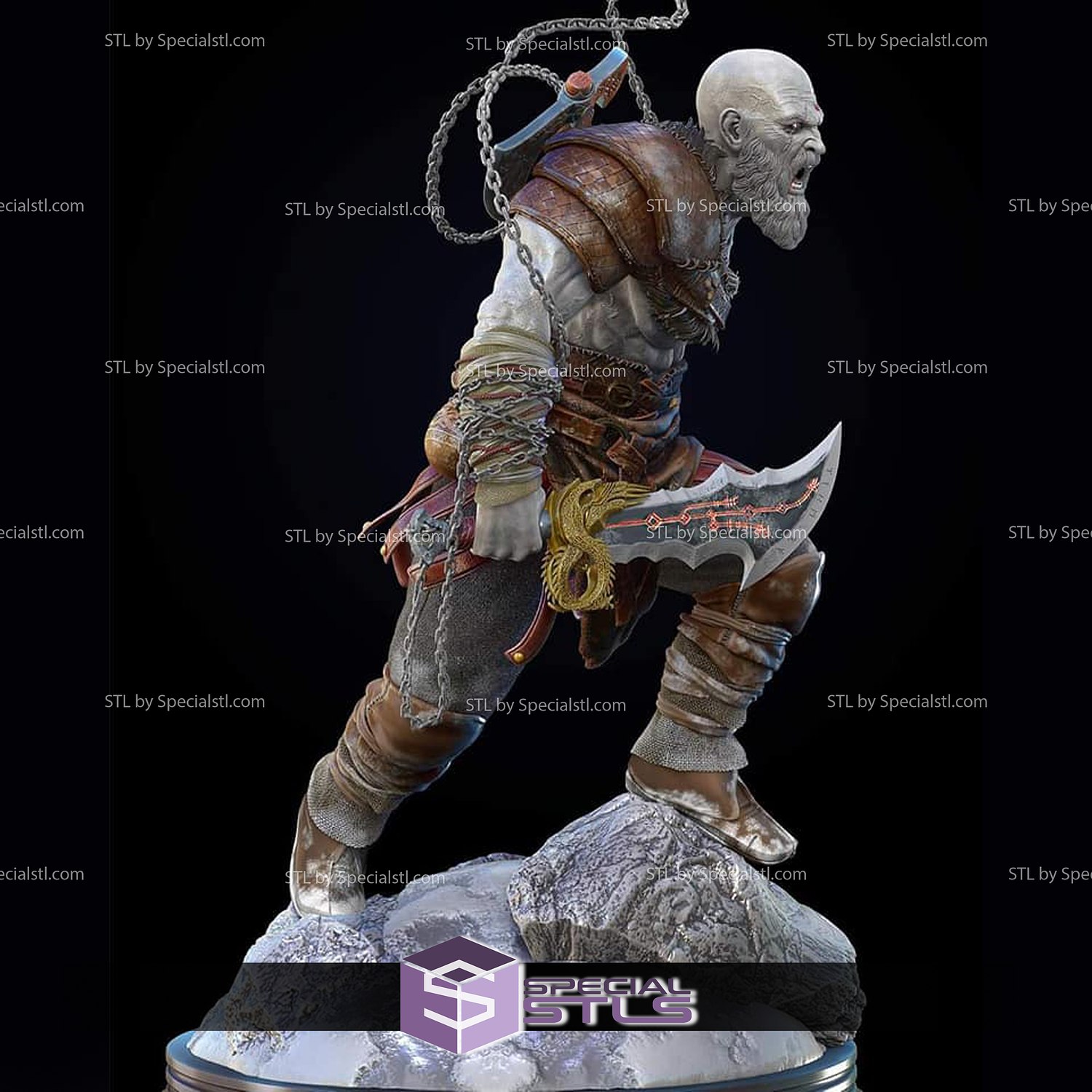 Kratos God of War Statue - STL File 3D Print