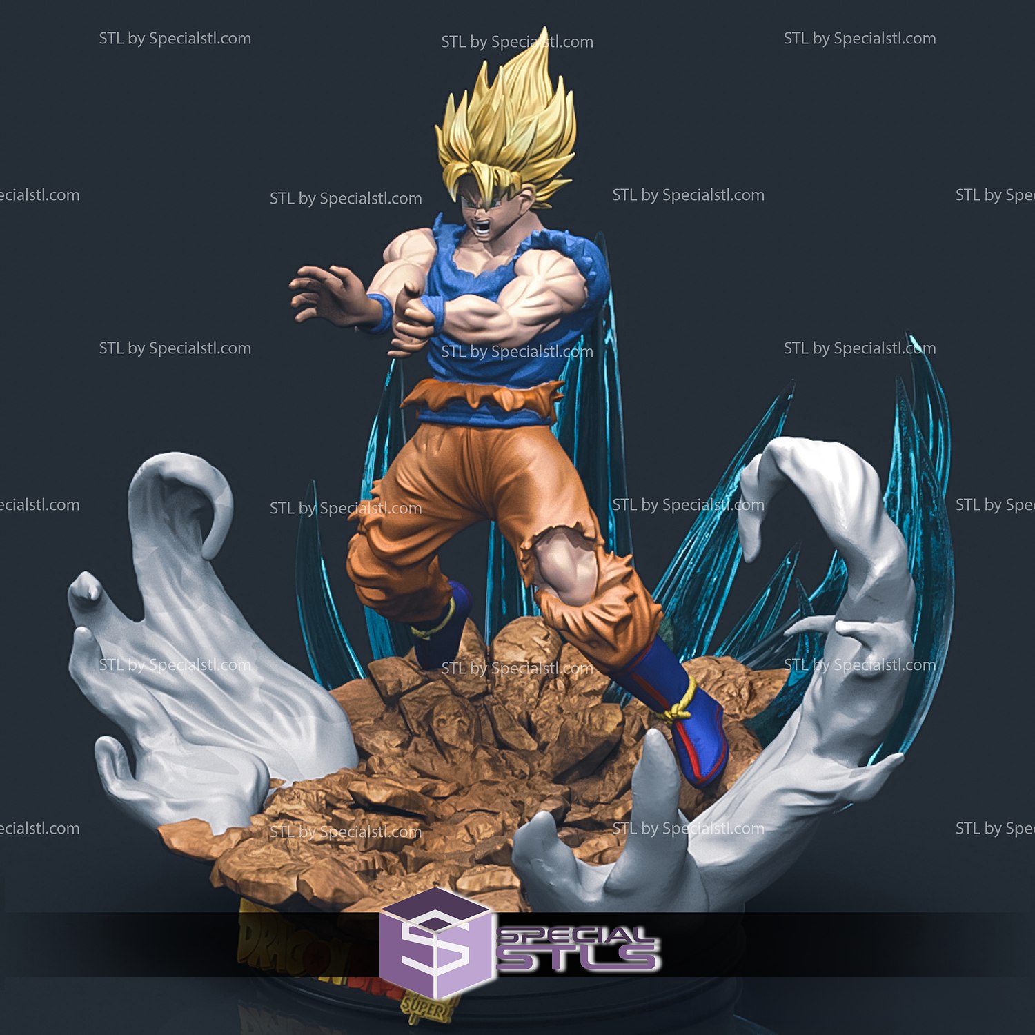 Goku Super Saiyan V2 3D Printing Figurine Dragonball STL Files