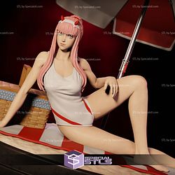 Zero Two on Beach 3D Printing Figurine Darling In The Franxx STL Files