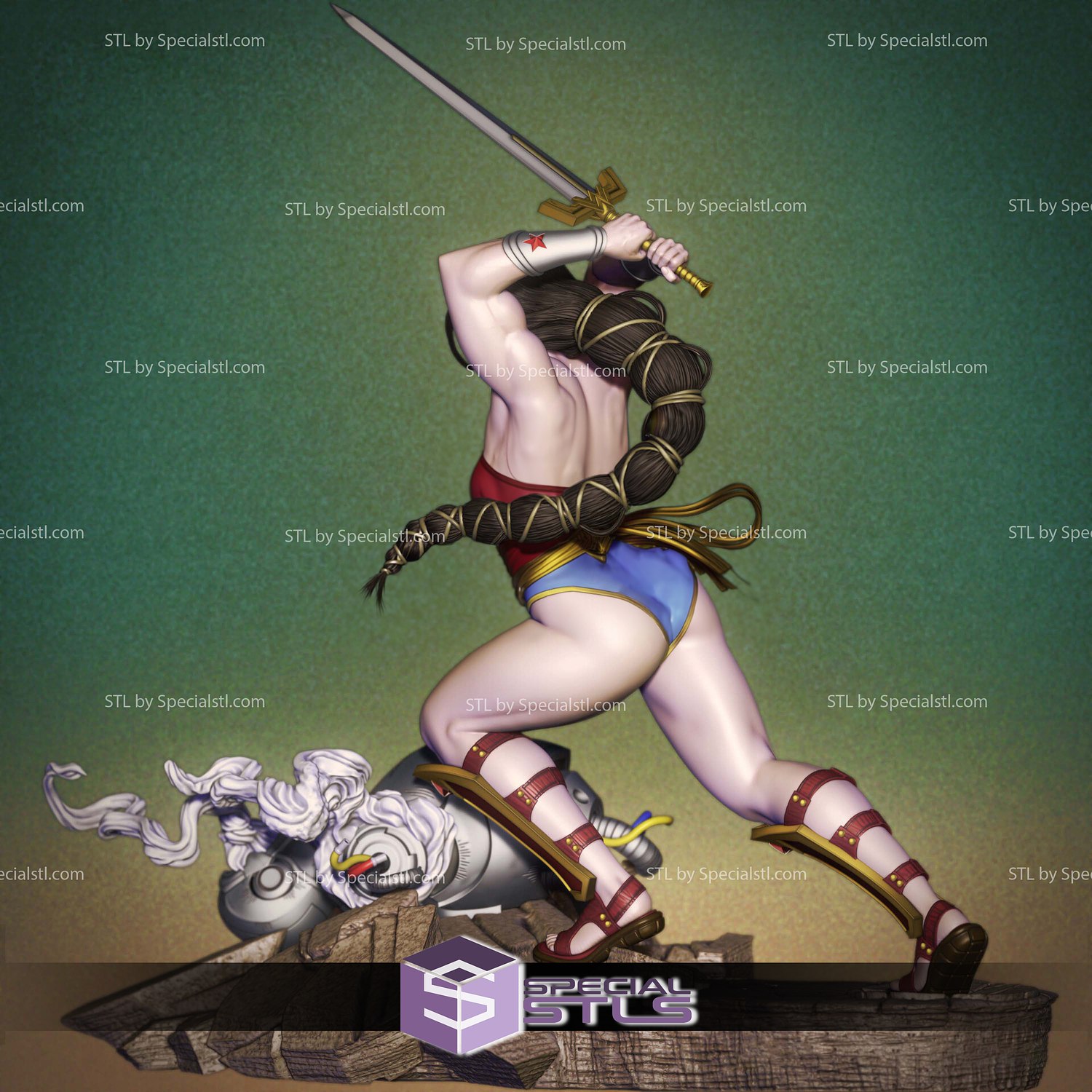 Wonder Woman 3D Printable Fighting Metallo from DC STL