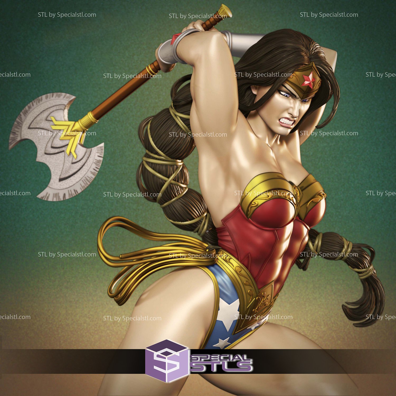 Wonder Woman 3D Printable Fighting Metallo from DC STL