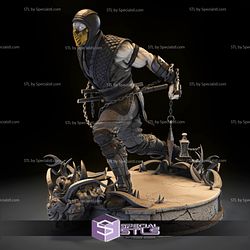 Scorpion Action Pose V3 STL Files Mortall Kombat 3D Printing Figurine