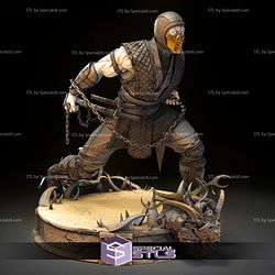 Scorpion Action Pose V3 STL Files Mortall Kombat 3D Printing Figurine