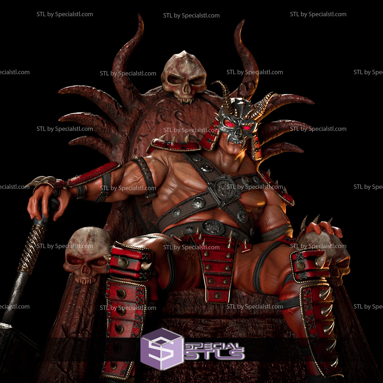 Shao Kahn STL Files on Throne Mortal Kombat 3D Printing Figurine